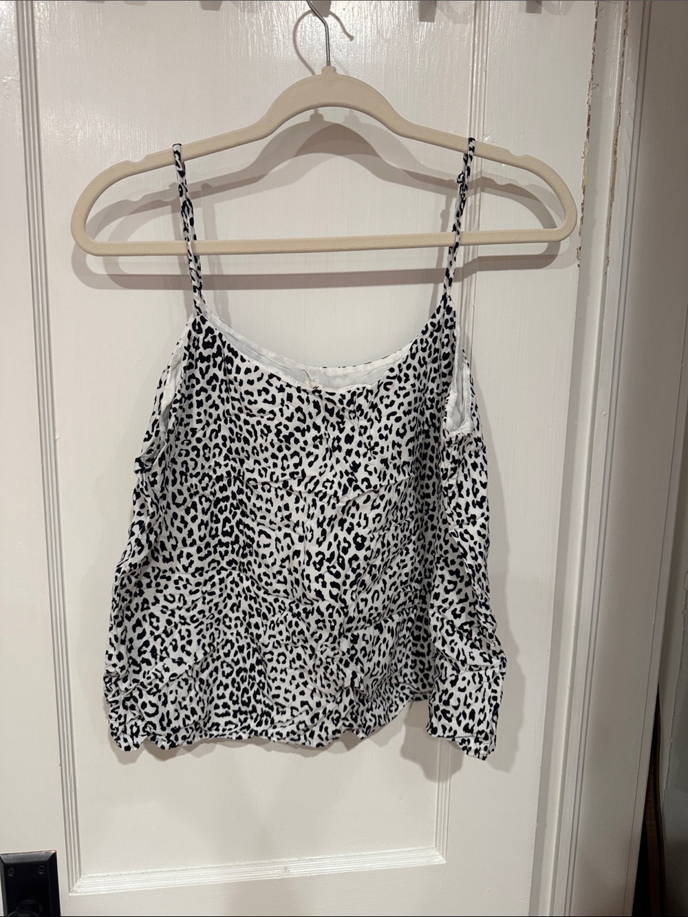 Black & White Leopard Print Spaghetti-Strap Cami